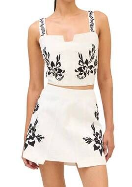 NEW ALLISON NEW YORK embroidered colette tank in ivory/black